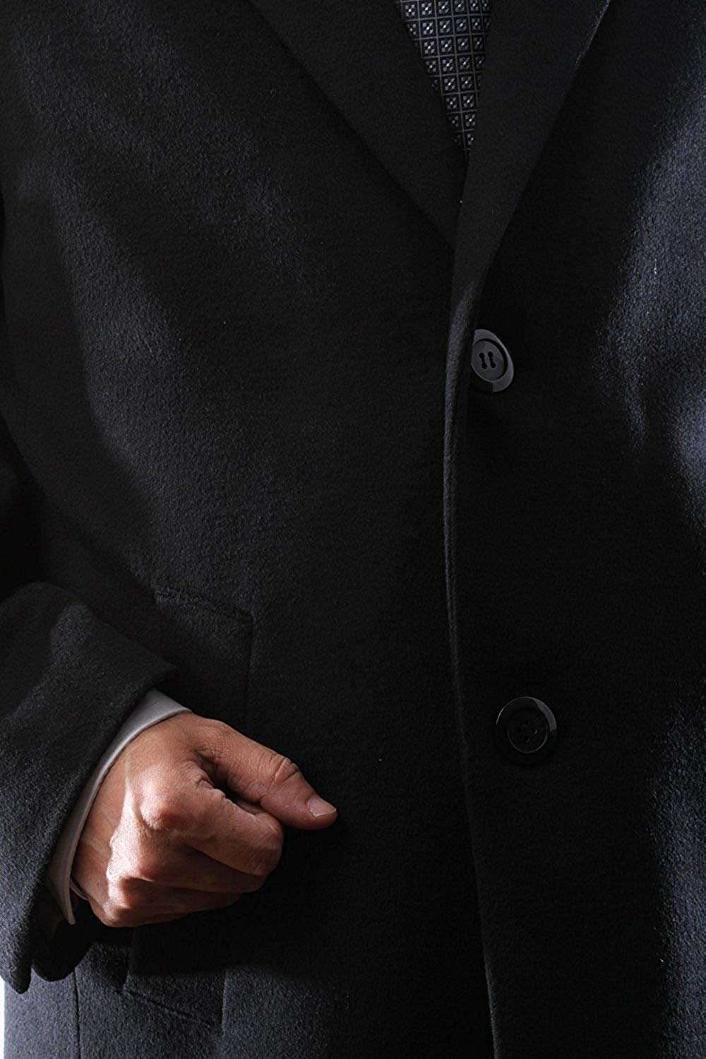 Solid Black Adam Baker Men's Single Breasted Luxury Wool Full Length Topcoat - Available in Colors