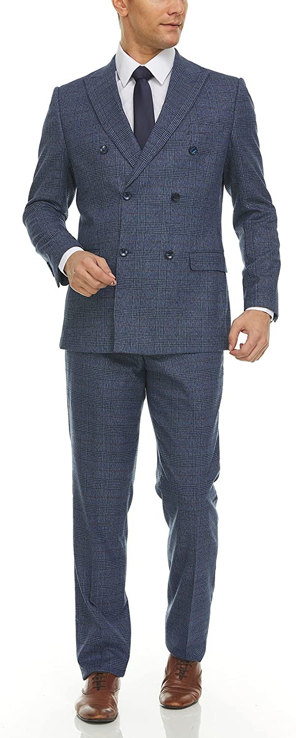 Adam Baker Men's Slim Fit Double Breasted 2-Piece (Jacket & Pants) Suit Set