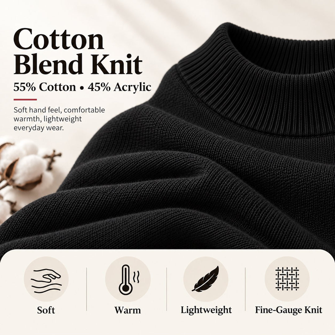 Adam Baker Men's Mock Neck Cotton Blend Knit Pullover Sweater