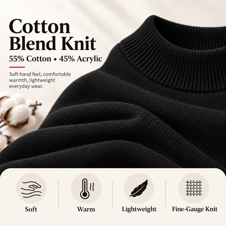 Adam Baker Men's Mock Neck Cotton Blend Knit Pullover Sweater