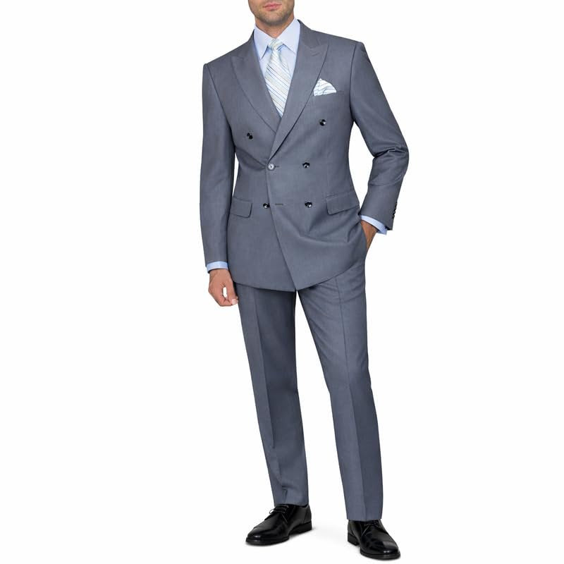 Adam Baker Men's Modern Fit Double Breasted Wool 2-Piece Suit Set | Jacket & Pants