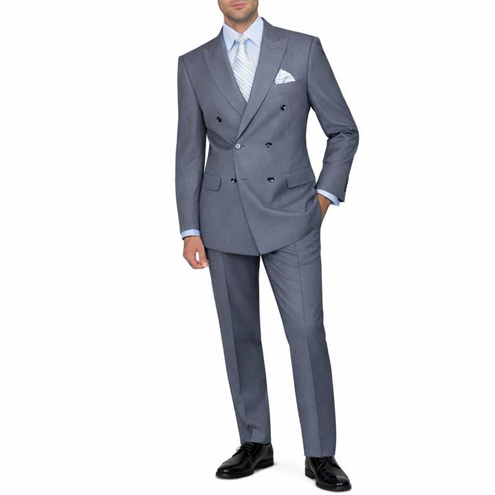 Adam Baker Men's Modern Fit Double Breasted Wool 2-Piece Suit Set | Jacket & Pants