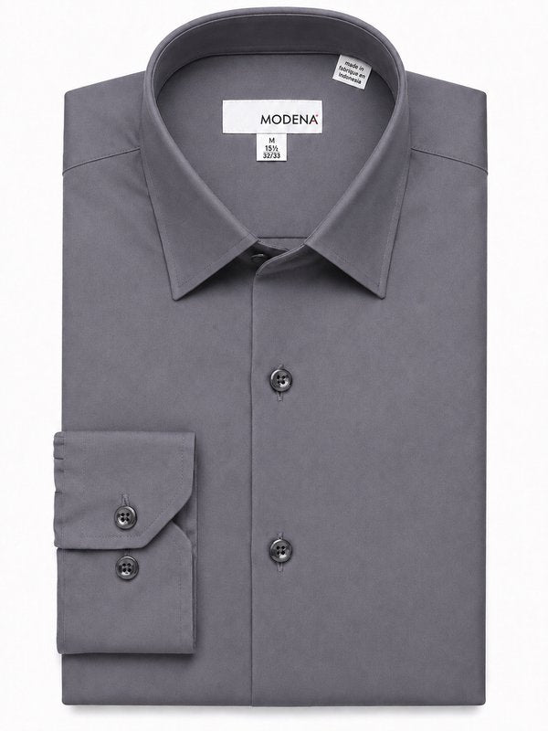Modena Men's Regular Fit Long Sleeve Solid Dress Shirt