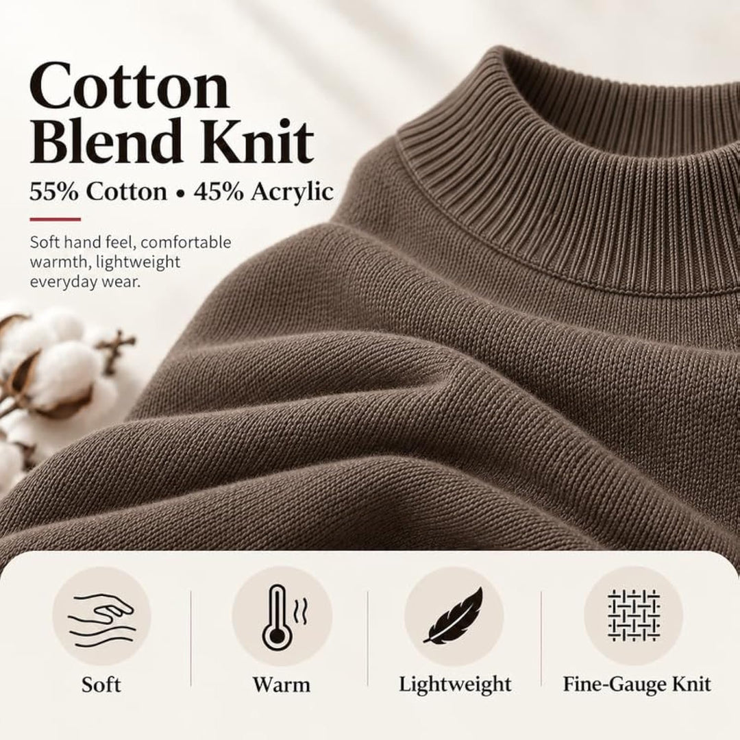 Adam Baker Men's Mock Neck Cotton Blend Knit Pullover Sweater