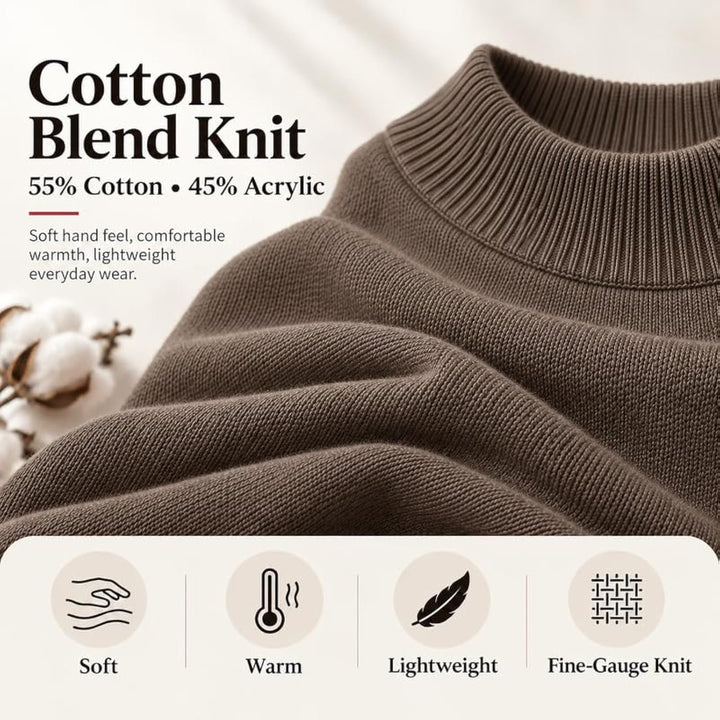 Adam Baker Men's Mock Neck Cotton Blend Knit Pullover Sweater