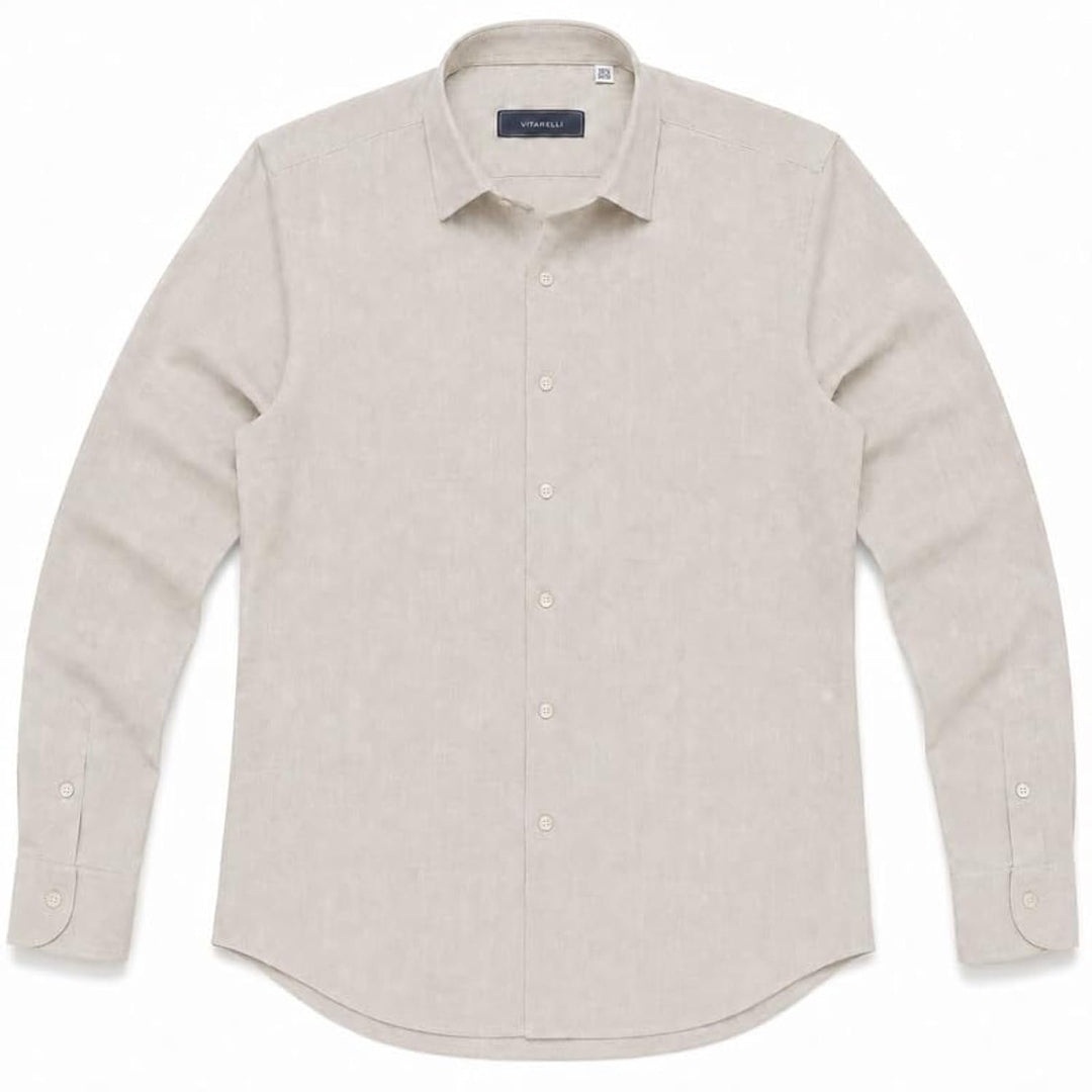 Adam Baker Men's Linen Shirt, Long Sleeve Cotton Linen Casual Shirt, Lightweight Breathable Summer Wedding Vacation Shirt