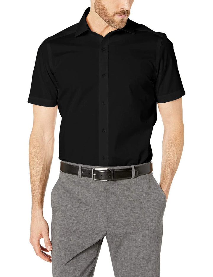 Gentlemens Collection Men's Slim Fit Short Sleeve Easy Care Solid Dress Shirt