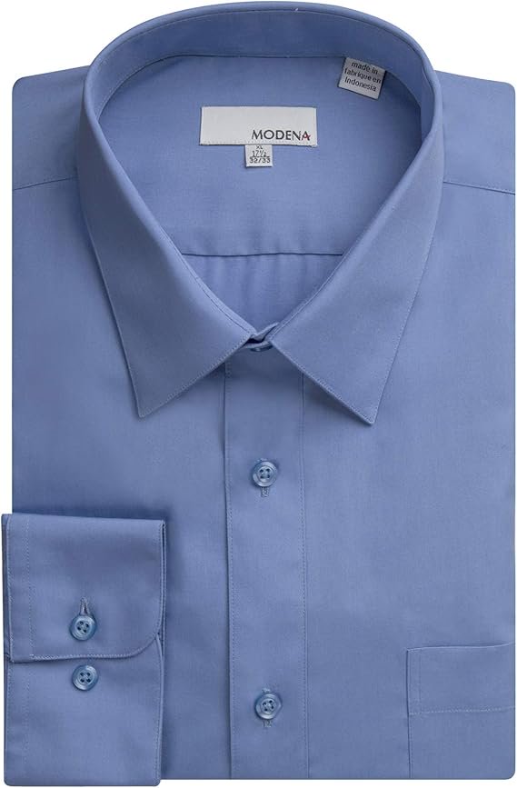 Modena Men’s Regular Fit Long Sleeve Solid Dress Shirt – Colors