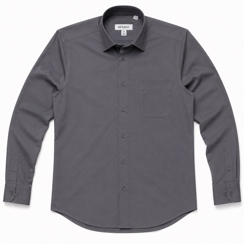 Modena Men's Regular Fit Long Sleeve Solid Dress Shirt