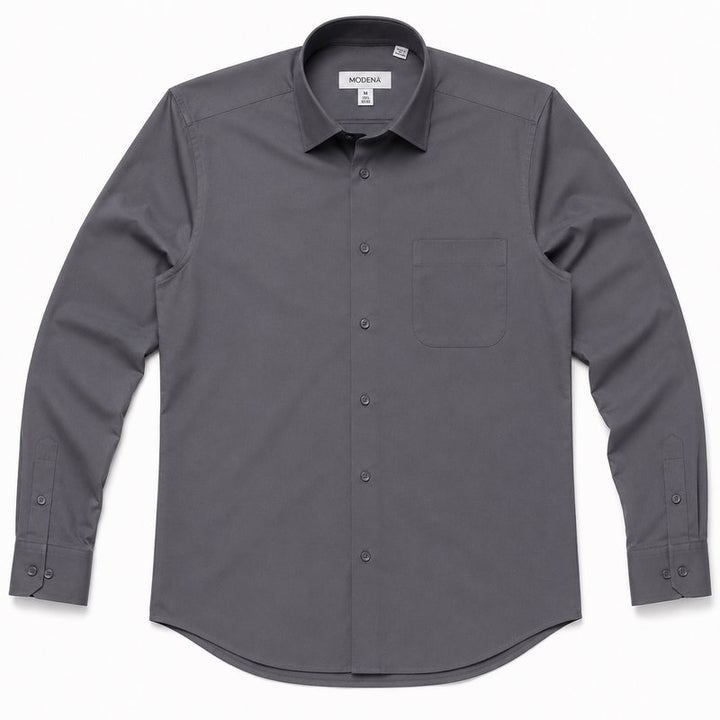 Modena Men's Regular Fit Long Sleeve Solid Dress Shirt