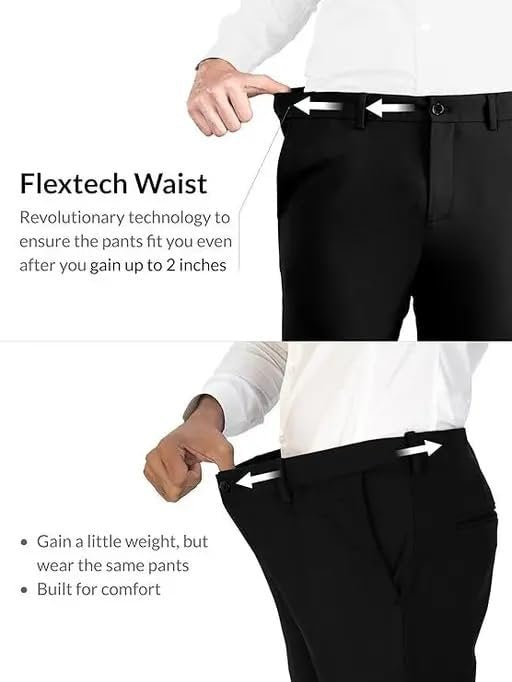 Adam Baker Men’s 100% Wool Modern Fit Tuxedo Pants for Men | Formal Dress Pants | Satin Stripe & Expandable Waistband