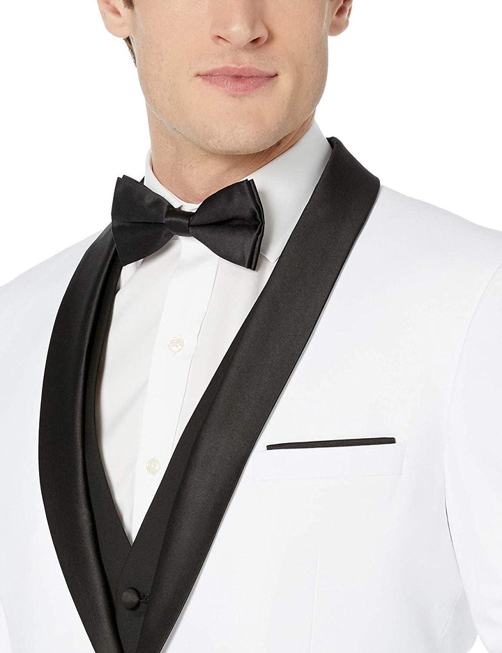 Adam Baker Men's 100% Wool Modern Fit Single Breasted Three Piece Shawl Collar Tuxedo - Colors
