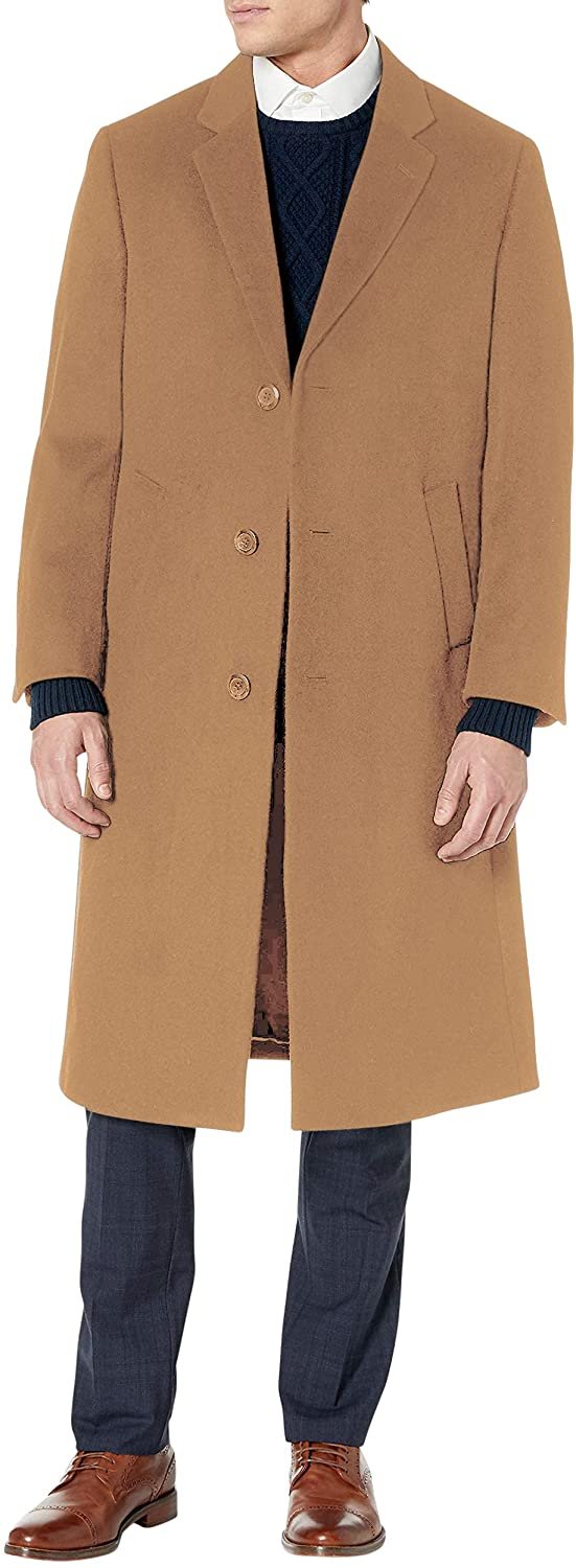 Adam Baker Men's Single Breasted Luxury Wool Full Length Topcoat - Available in Colors