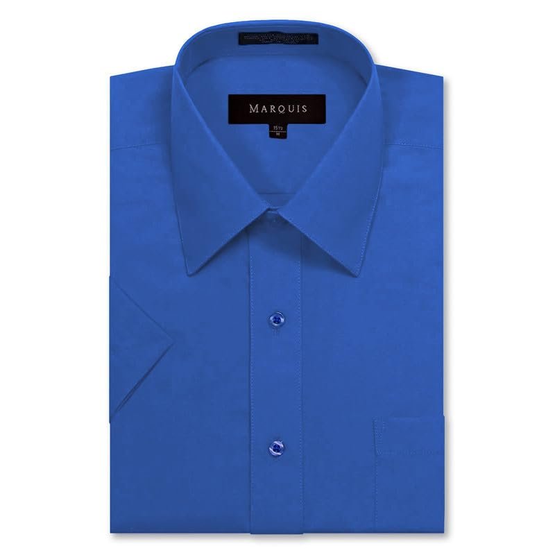 Marquis Men's Classic Fit Short Sleeve Cotton Blend Broadcloth Dress Shirt