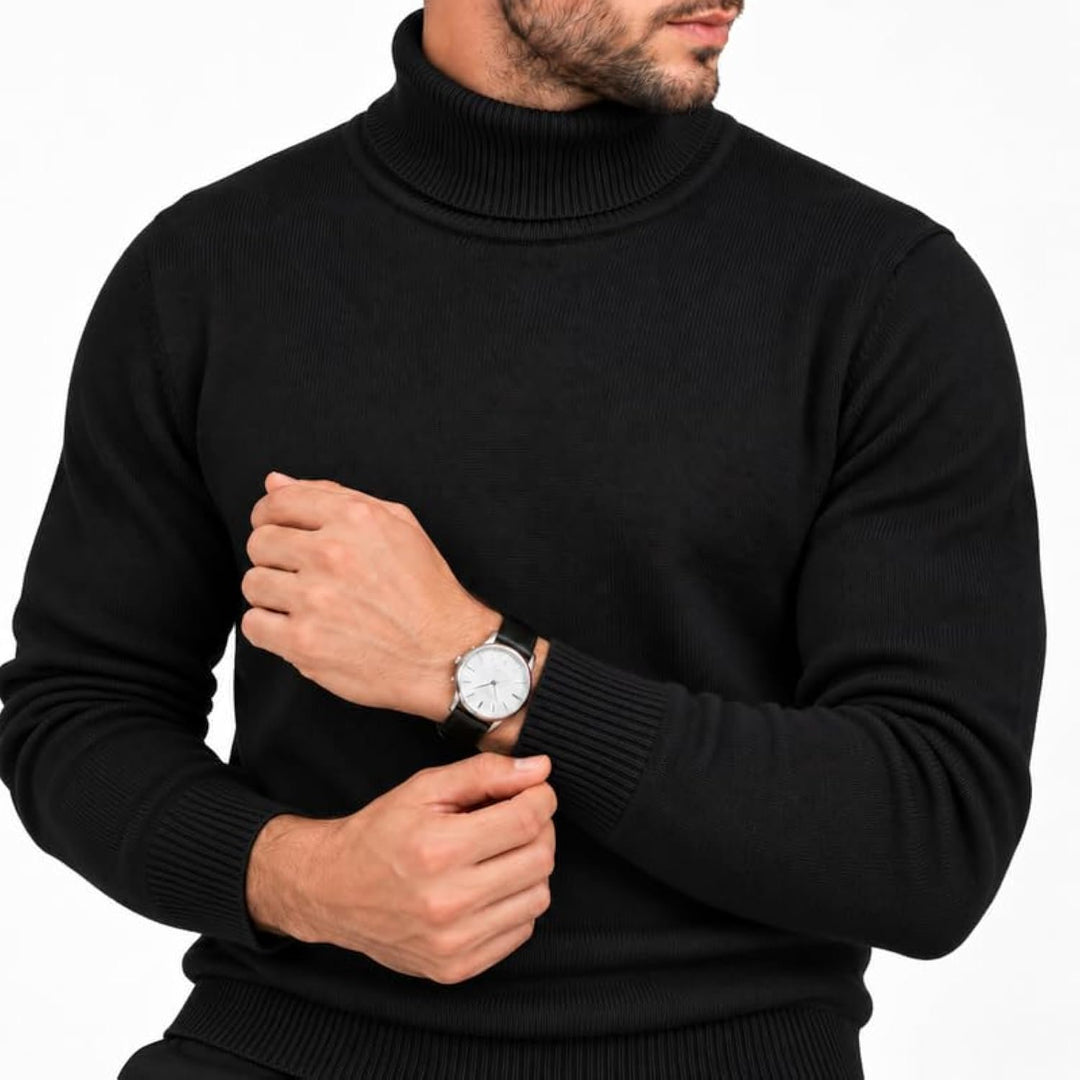 Adam Baker Men's Cotton Blend Turtleneck Sweater, Casual Knitted Pullover Sweater