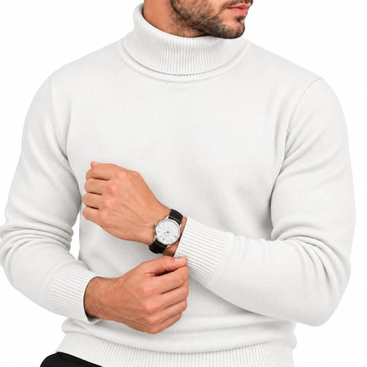 Adam Baker Men's Cotton Blend Turtleneck Sweater, Casual Knitted Pullover Sweater