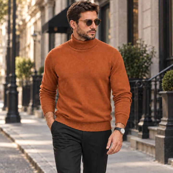 Adam Baker Men's Cotton Blend Turtleneck Sweater, Casual Knitted Pullover Sweater