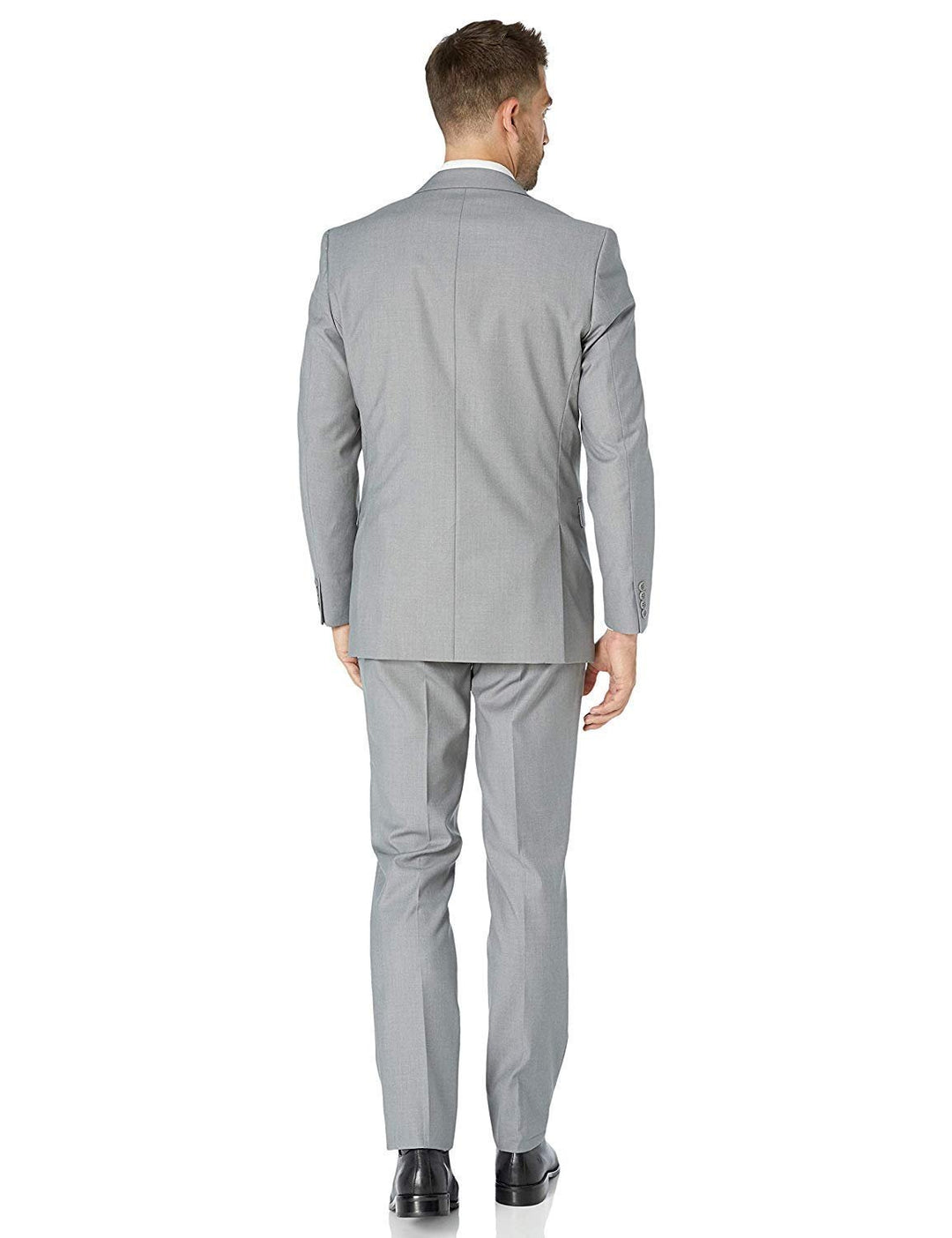 Adam Baker Men's Slim Fit 3-Piece (Jacket, Vets, Trousers) Vested Suit Set - Beige & Light Grey