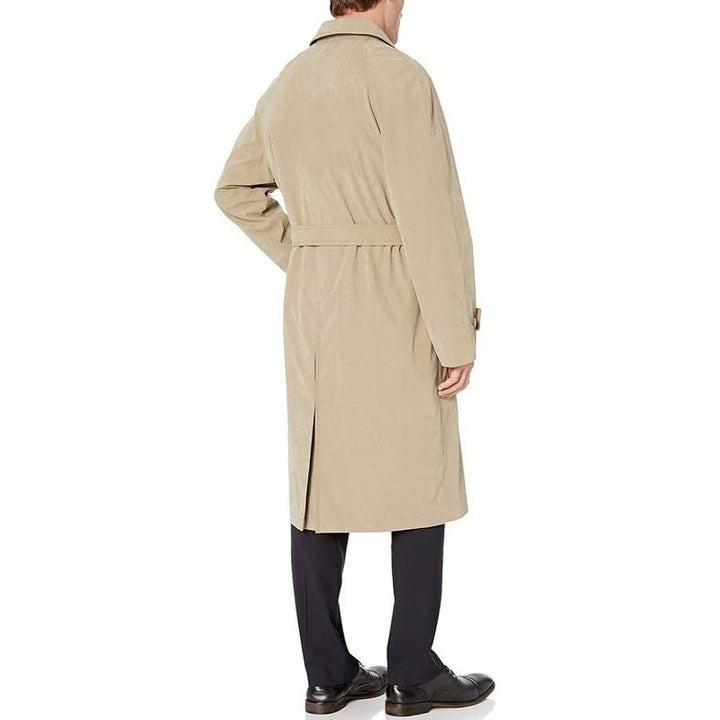 Adam Baker Men's Black & Taupe Single Breasted Full Length Trench Coat All Year Round Raincoat
