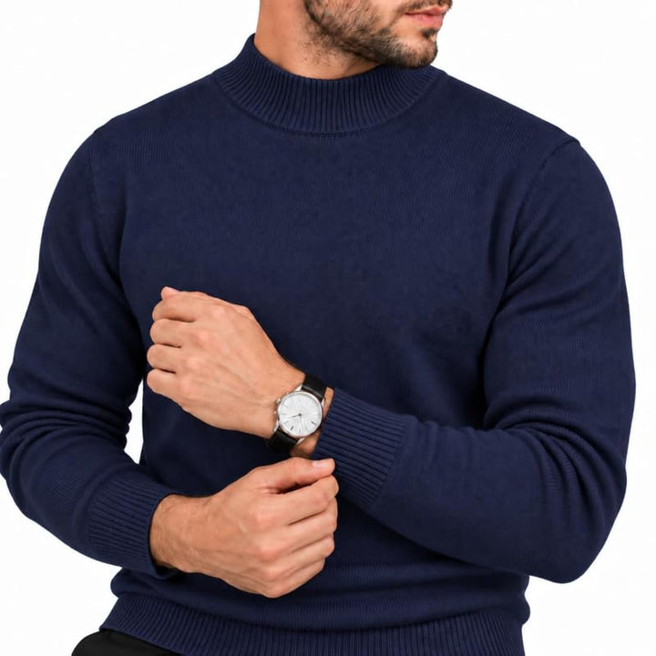 Adam Baker Men's Mock Neck Cotton Blend Knit Pullover Sweater