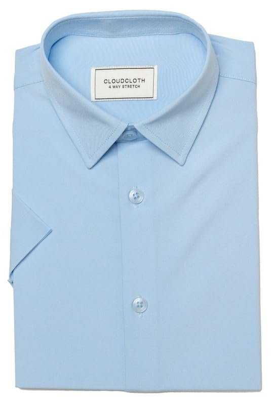 4 way stretch dress shirt Adam Baker Boy's Regular Fit 4-Way Stretch Short Sleeve Solid Dress Shirt