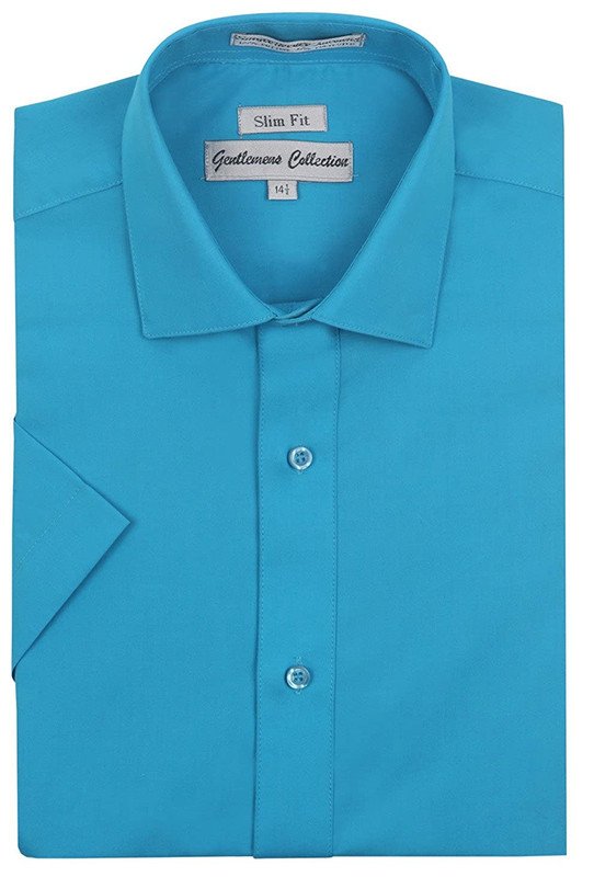 Gentlemens Collection Mens Short Sleeve Slim Fit Easy Care Dress Shirt - Colors