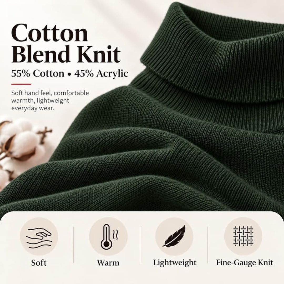 Adam Baker Men's Cotton Blend Turtleneck Sweater, Casual Knitted Pullover Sweater