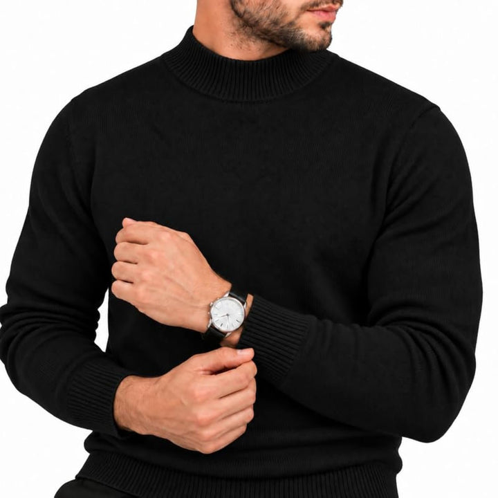 Adam Baker Men's Mock Neck Cotton Blend Knit Pullover Sweater