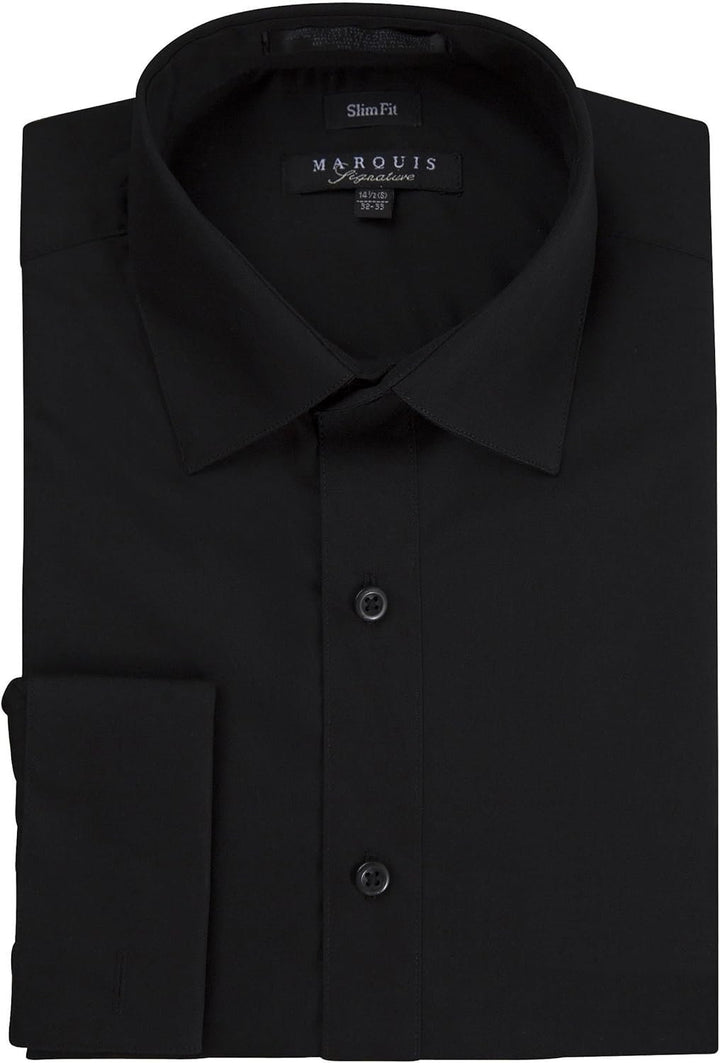 Marquis Men's Slim Fit French Cuff Cotton Blend Solid Dress Shirt