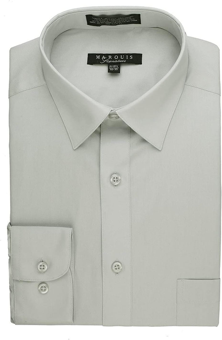 Marquis Men's Regular Fit Long Sleeve Wrinkle-Resistant Cotton Blend Solid Dress Shirt - Including Big and Tall