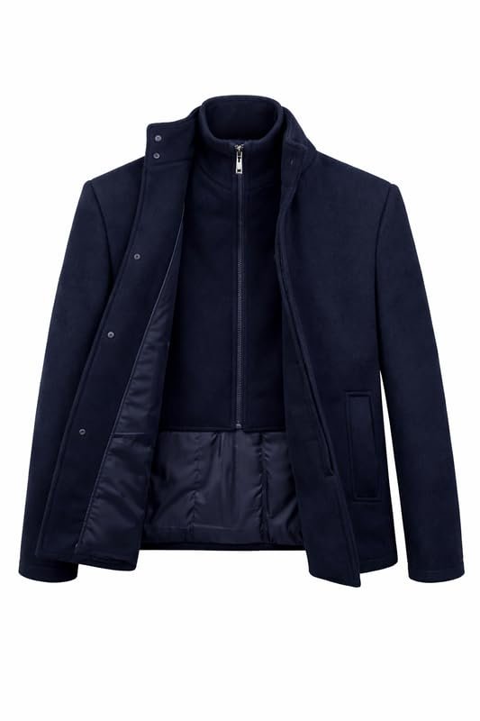 Adam Baker Boys Wool Coat – Winter Dress Coat with Stand Collar, 3/4 Length Overcoat with Removable Bib