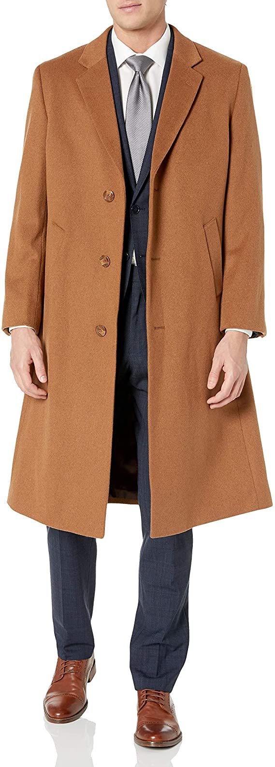 Adam Baker Men's Single Breasted Luxury Wool Full Length Topcoat - Available in Colors