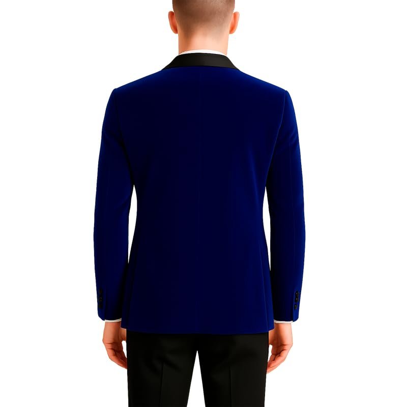Adam Baker Men's Velvet Dinner Jacket, One Button Tuxedo Blazer with Satin Shawl Collar - Slim Fit for Wedding & Prom
