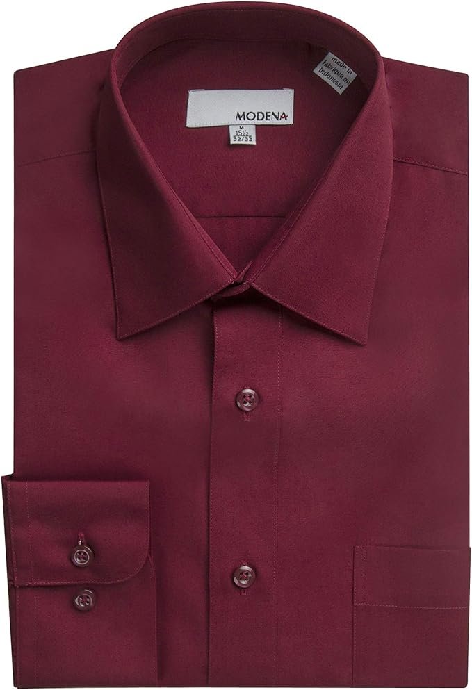 Modena Men’s Regular Fit Long Sleeve Solid Dress Shirt – Colors