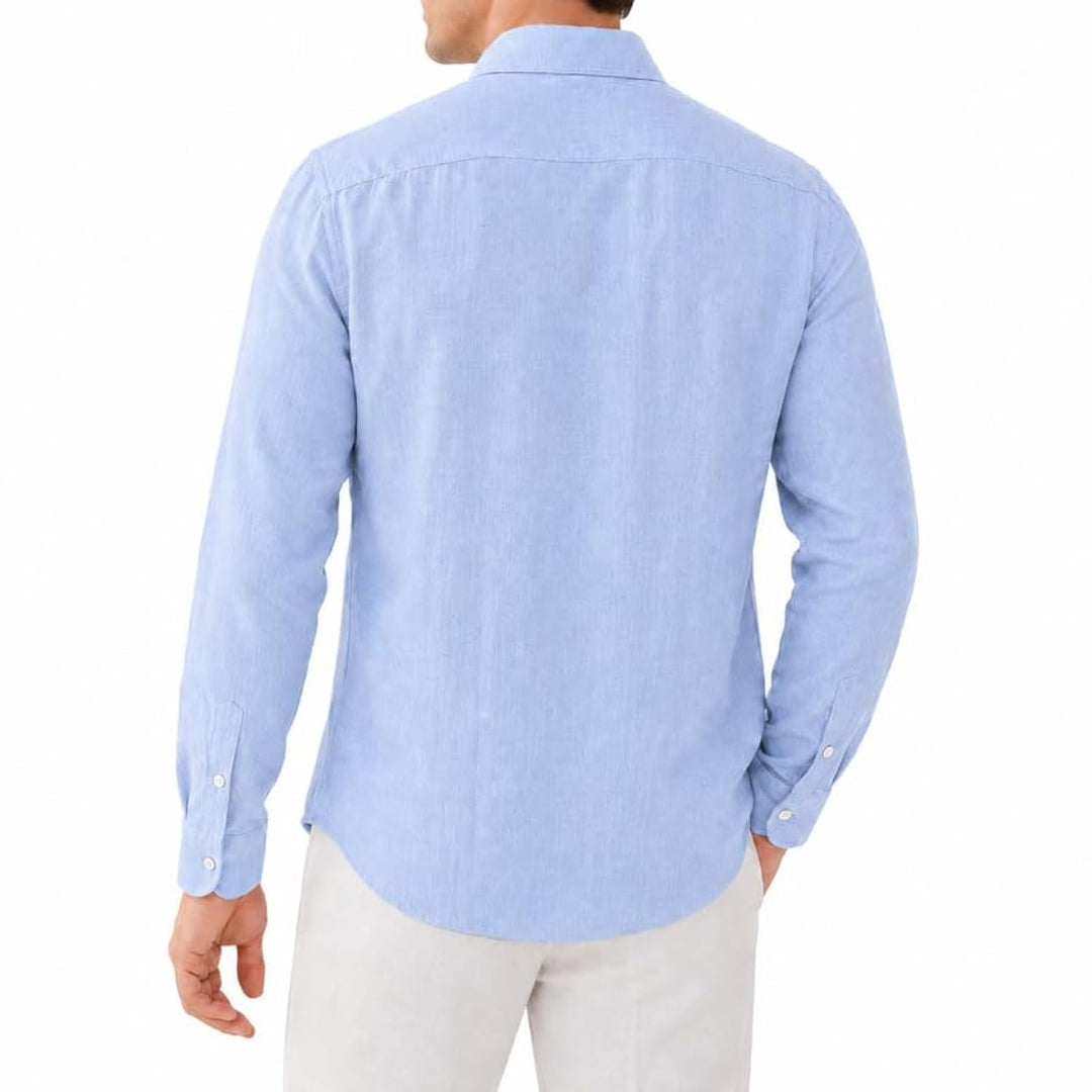 Adam Baker Men's Linen Shirt, Long Sleeve Cotton Linen Casual Shirt, Lightweight Breathable Summer Wedding Vacation Shirt