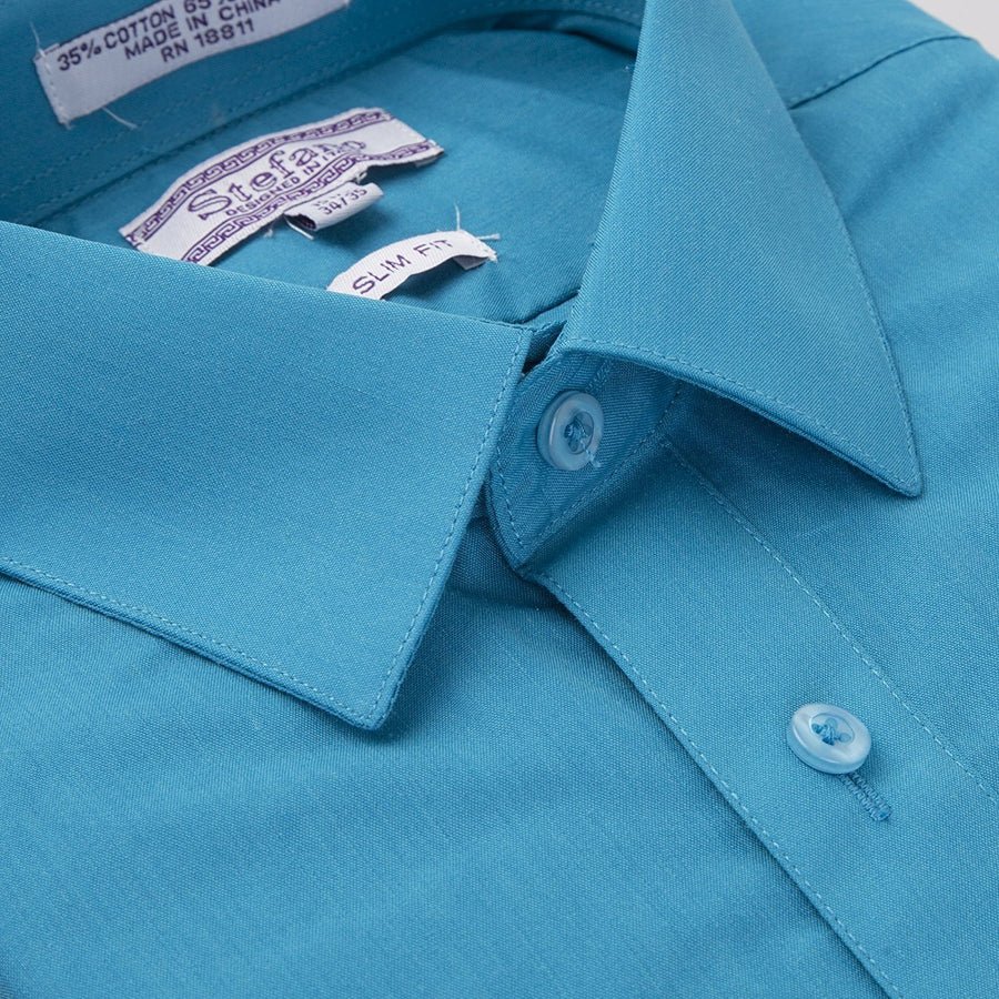 Stefano Men's Classic Fit Convertible Cuffs Solid Dress Shirt - Many Colors Available