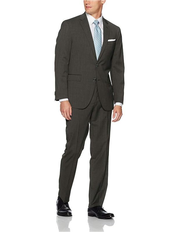 Adam Baker Men's 100% Wool Slim Fit 2-Piece Suit Set, Single Breasted Jacket and Trousers, for Business, Wedding & Prom