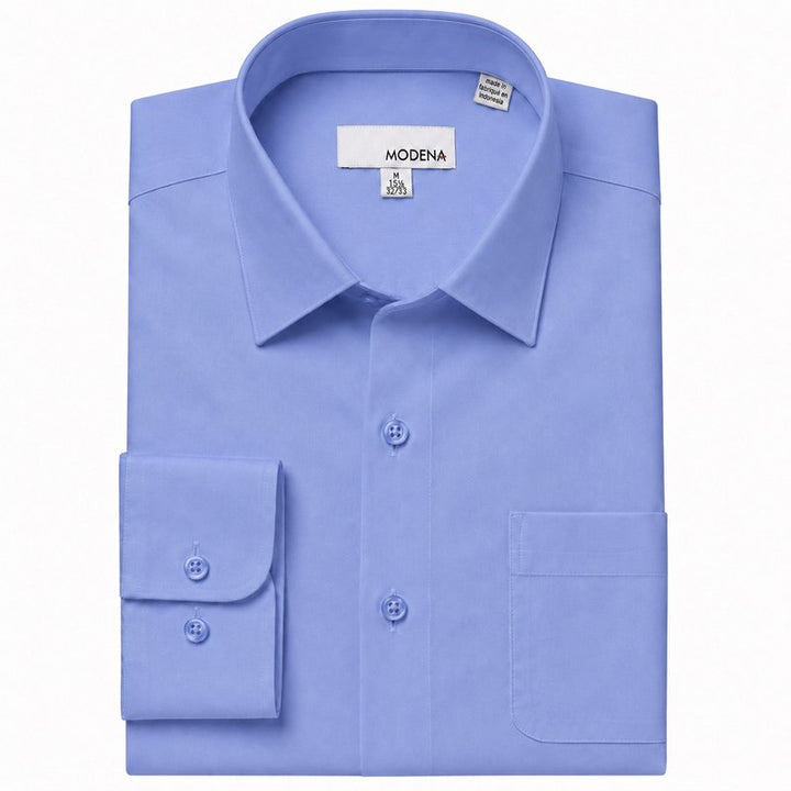 Modena Men's Regular Fit Long Sleeve Solid Dress Shirt