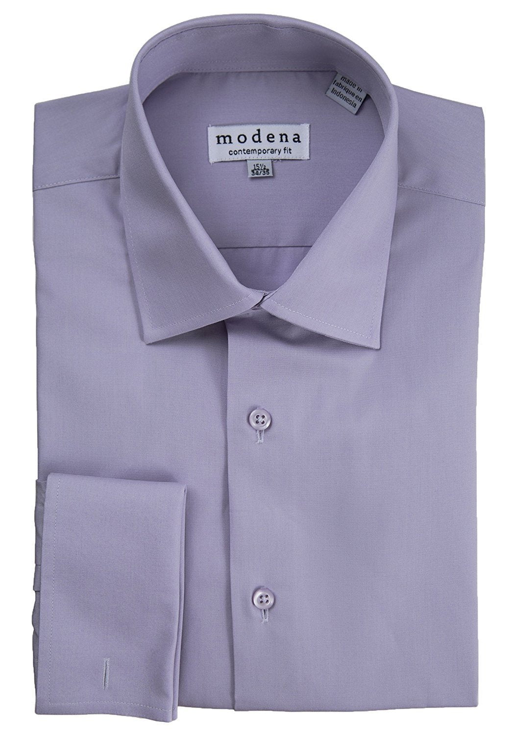 Modena Men's Contemporary (Slim) Fit Spread Collar French Cuff Solid Dress Shirt – Colors
