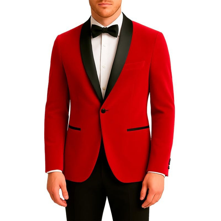 Adam Baker Men's Velvet Dinner Jacket, One Button Tuxedo Blazer with Satin Shawl Collar - Slim Fit for Wedding & Prom