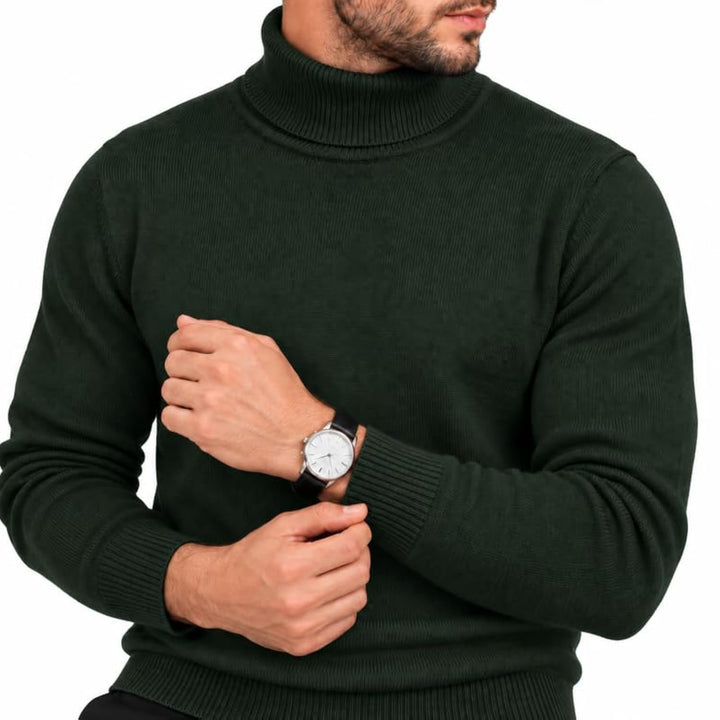Adam Baker Men's Cotton Blend Turtleneck Sweater, Casual Knitted Pullover Sweater