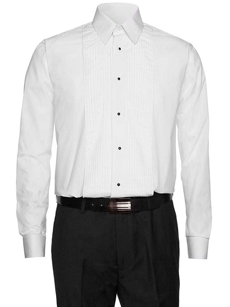Gentlemens Collection Men's Wing Tip Collar 1/4 inch Pleat Tuxedo Shirt (Black Bowtie Included) - CLEARANCE - FINAL SALE