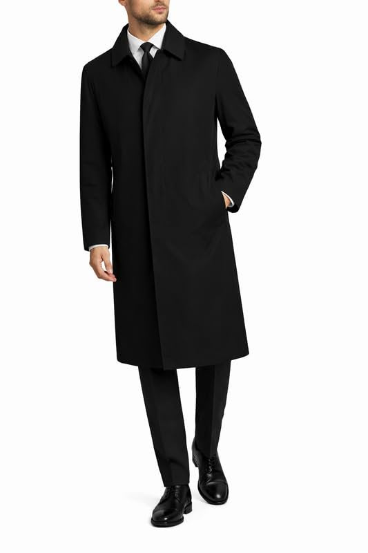 Adam Baker Bergen Men's Trench Coat – Full Length Waterproof Raincoat, Single-Breasted with Zip-Out Liner