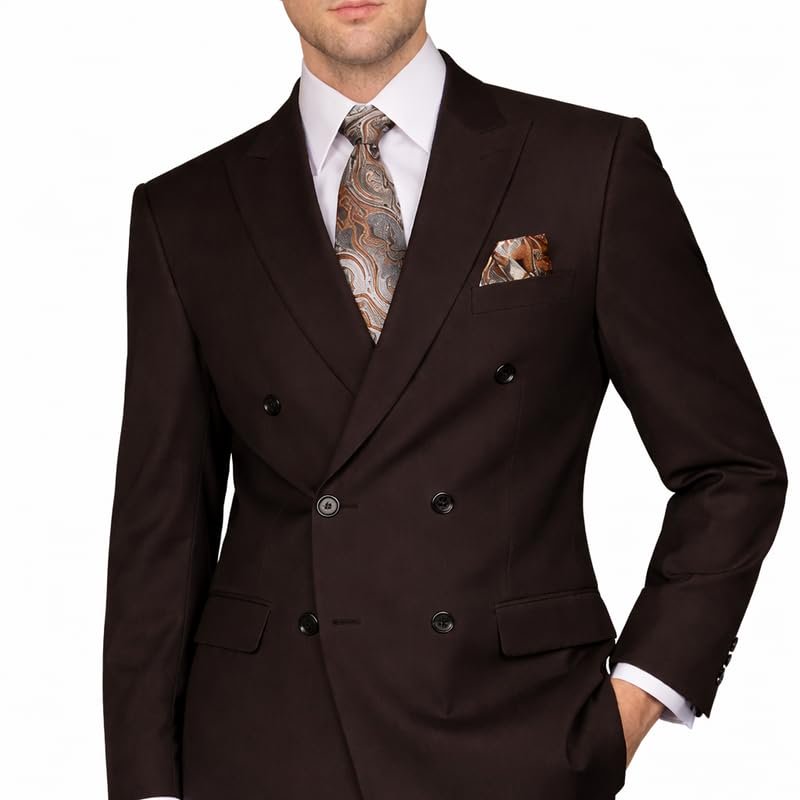 Adam Baker Men's Modern Fit Double Breasted Wool 2-Piece Suit Set | Jacket & Pants