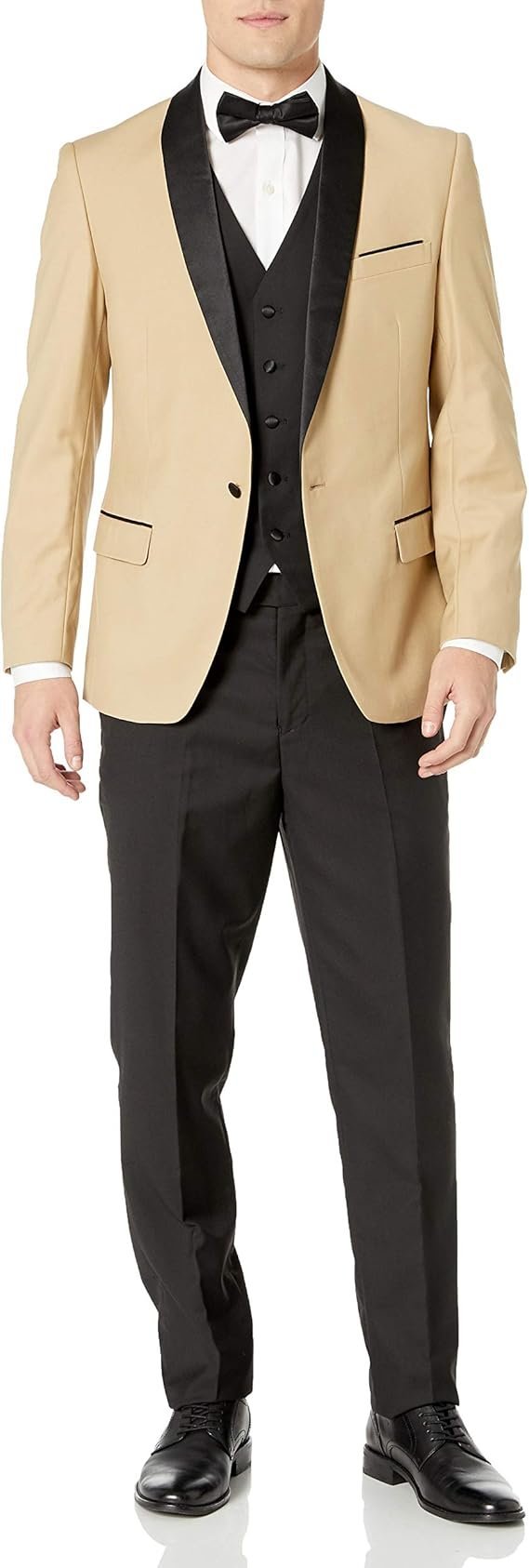 Adam Baker Men's 100% Wool Modern Fit Single Breasted Three Piece Shawl Collar Tuxedo - Colors