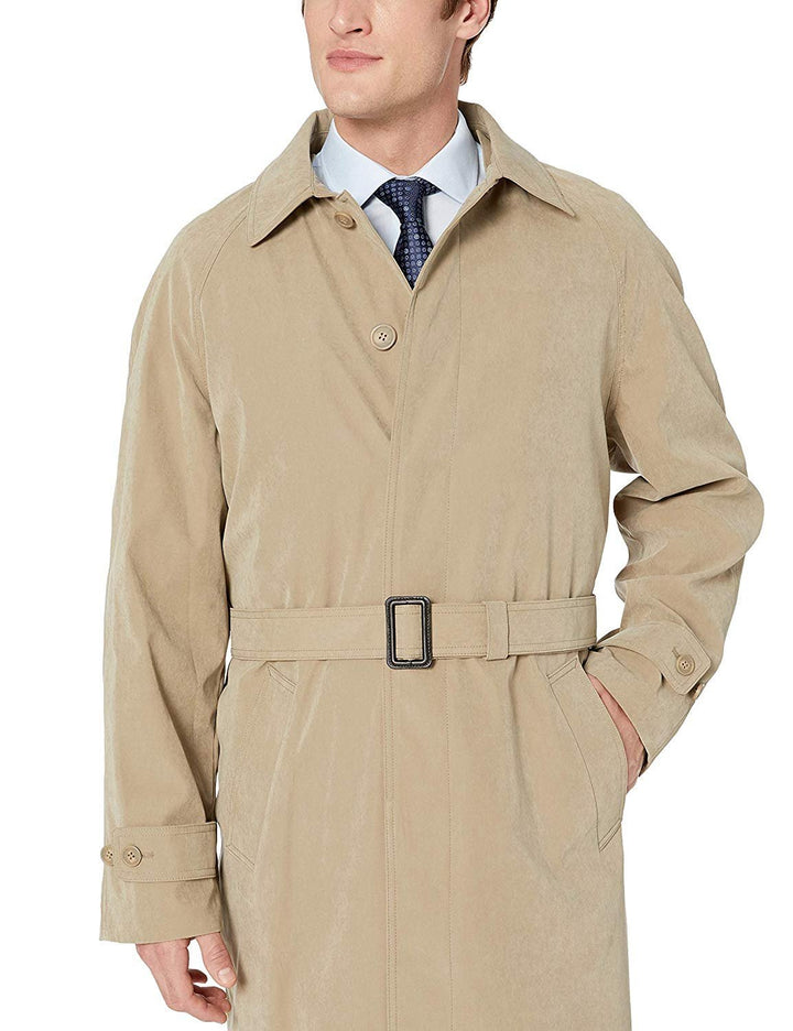 Adam Baker Men's Black & Taupe Single Breasted Full Length Trench Coat All Year Round Raincoat