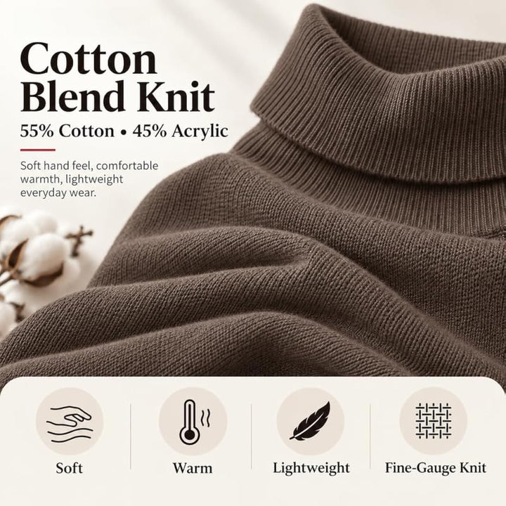 Adam Baker Men's Cotton Blend Turtleneck Sweater, Casual Knitted Pullover Sweater