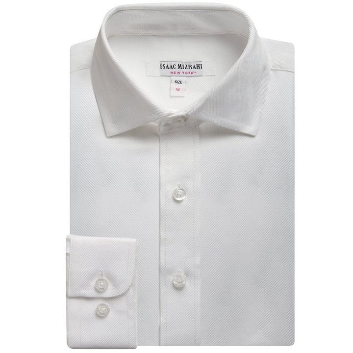 Isaac Mizrahi Boys 2-20 100% Cotton Long Sleeve Twill Dress Shirt