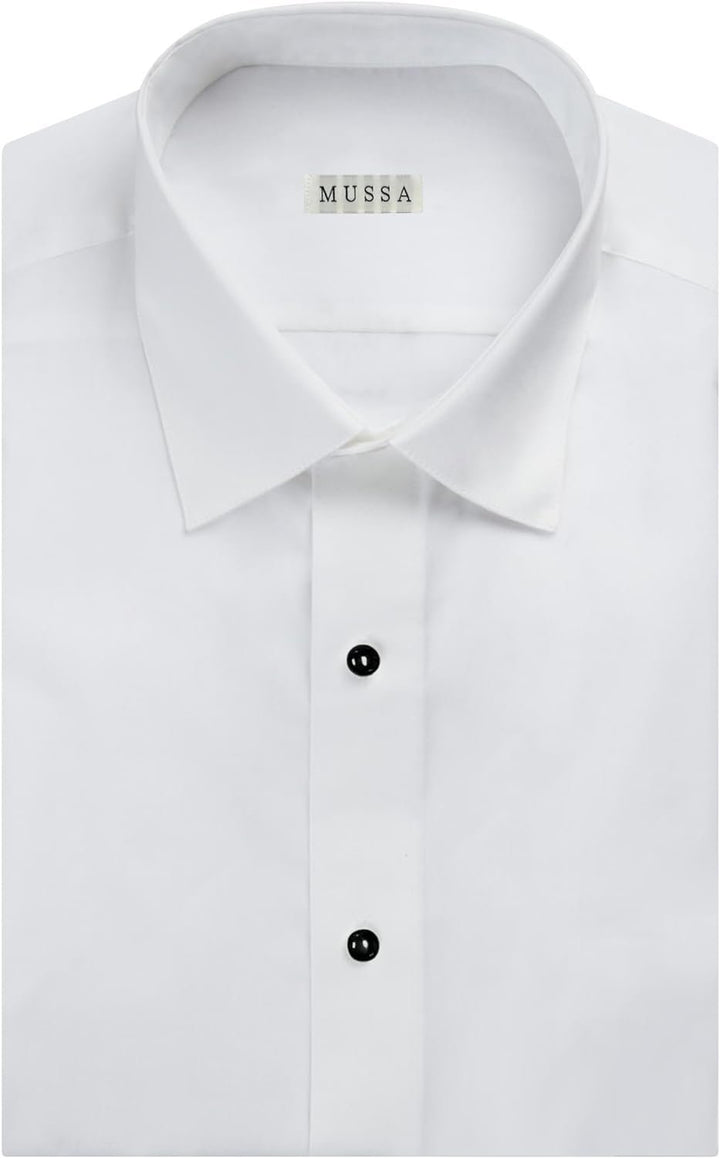 Men's Slim Fit Convertible Cuff Cotton-Blend Laydown & Wingtip Collar Tuxedo Shirt - Cufflinks & Bow Tie Included