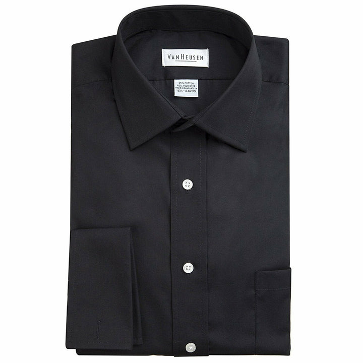 Van Heusen Men's Regular Fit Wrinkle Free Broadcloth French Cuff Solid Dress Shirt. CLEARANCE, FINAL SALE!